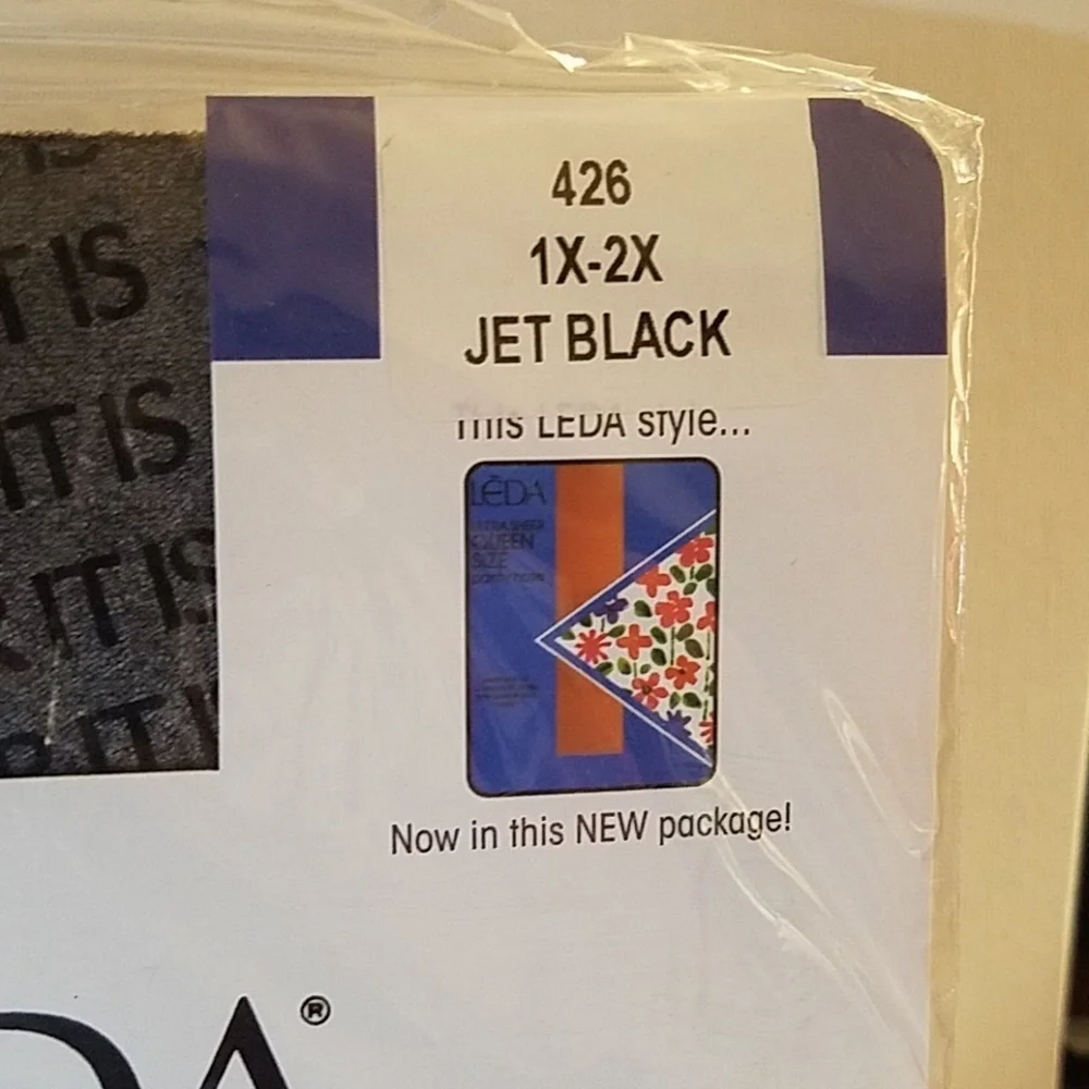LEDA Ultra Sheer Queen  Pantyhose 1x-2x Jet Black